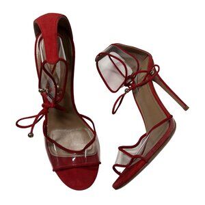 Aquazurra Optic D'Orsay Suede Sandals in Red